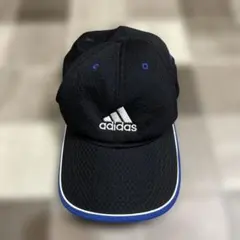 adidas キャップ ブラック ブルー54-57センチ メッシュポリエステル製