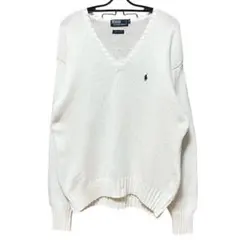 Polo by Ralph Lauren Vネックセーター M メンズ ホワイト