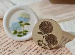 【1点限り】 シーリングスタンプ エンボス/3Dヘッド　《2輪の可憐な紫陽花》