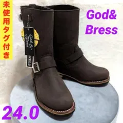 【✨未使用タグ付き✨】GOD&Bless　ブーツ　エンジニアブーツ　本革　24