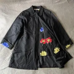LEONARD　コート　花柄　ライナー　黒　レオナール　サイズ40　トレンチ