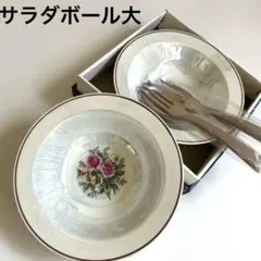 新品❣️華やか　花柄陶器製　サラダボウル2個セット フォーク付き