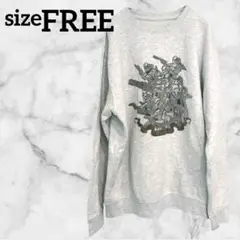 トレーナー【FREE】 長袖 グレー 海外古着