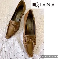DIANA(ダイアナ) 本革　ブラウン　ポインテッドトゥパンプス