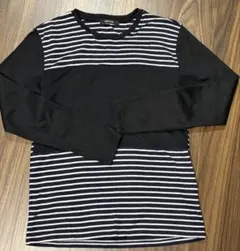COMME CA MEN 黒と白のストライプ 長袖カットソー Mサイズ