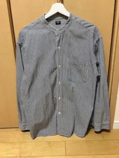 SALE‼️【美品】ユニクロ ／ヒッコリーオーバーサイズ スタンドカラーシャツ