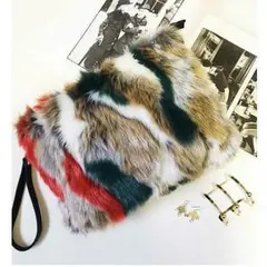 オシャレな鮮やかファークラッチ　2way ショルダーバッグ　【グリーン】