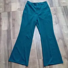 ダークグリーン フレアパンツ ウエストゴム