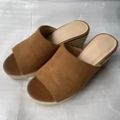 Sサイズ　GU ジュートサボサンダル　ブラウン スエード　厚底