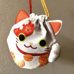 ハンドメイド まるいミニ巾着 (ネコ いちご) - メルカリ