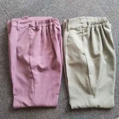 リネン風裾サイドスリット入り ストレートパンツ Mサイズ 2点セット