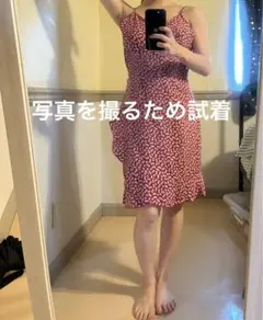 ★最終値下げ春ワンピースキャミ花柄小花柄キャミソール膝丈Sサイズリボンあり赤色