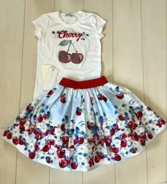 美品☆MONNALISA☆モナリザ☆チェリー トップス&スカート☆セットアップ