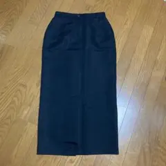 ☆美品　伊太利屋　ブラックロングスカート　前・後スリットあり　11号のサムネイル