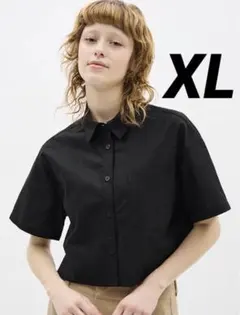 新品未使用　GU リネンブレンドクロップドシャツ(半袖) XL