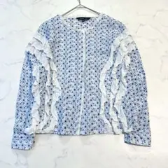 sister jane シスタージェーン　お花刺繍フリルブラウス　S 白
