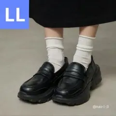 新品 しまむら 田中里奈 mysa 厚底ローファー スニーカー LL ブラック黒のサムネイル