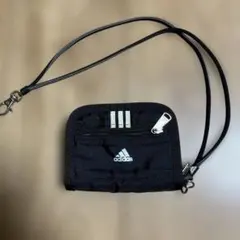 adidas アディダス 二つ折り財布 ストラップ付き ブラック