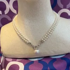 ホワイトパール 二重ネックレス＆イヤリング