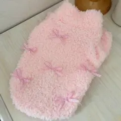 ハンドメイド♡犬服 片面ボアのお袖付きあったかタンクトップ