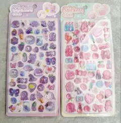 2枚セット　ボンボンドロップシール　シール　ピンク　マカロン　リボン　食べ物