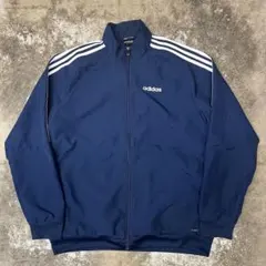 古着 adidasアディダス ナイロンジャケット メンズXL ネイビー