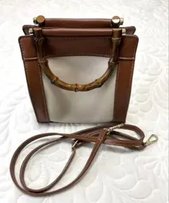 バンブーハンドル付きショルダーバッグ・2way
