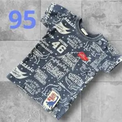 【F.O.KIDS】恐竜 総柄 半袖 Tシャツ 95cm デニム風 男の子のサムネイル