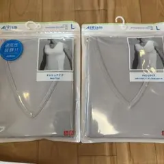 AIRism メッシュVネック ノースリーブ L ライトグレー メンズ