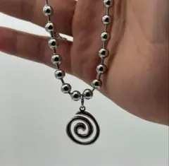 SOLロゴ ネックレス スパイラルボルテックス ボールチェーンステンレス y2k