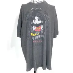 ディズニー Disney ミッキーマウス Tシャツ グレー ダークグレー XL