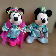ディズニーランド　ミッキー&ミニー　七夕ぬいぐるみバッジセット