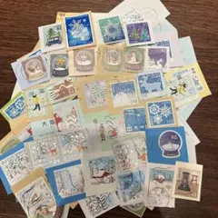 冬グリーティング等　使用済み切手　約70枚