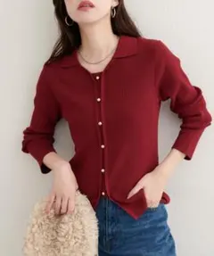 c*o様 前あきカーデ風長袖ニット