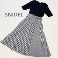 snidel トレンチドッキングニットワンピース ギンガムチェック プリーツ S