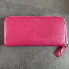 【サンローラン】長財布 ピンク レザー ロゴ付きのサムネイル