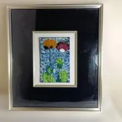 陶額　陶板額　花の絵「ポピー」壁掛け　インテリア