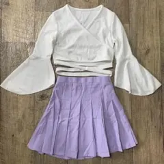 美品【SHEIN】フレア袖トップス＆プリーツスカート　140㎝　春夏　まとめ売り