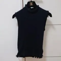 CHANEL シャネル ココマーク パールボタン シャーリングニット 36 CHANEL - CHANEL シャネル ココマーク パールボタン シャーリング