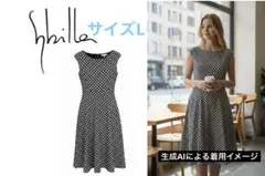 【美品】シビラ ノースリーブ 膝丈 刺繍 ワンピース サイズL