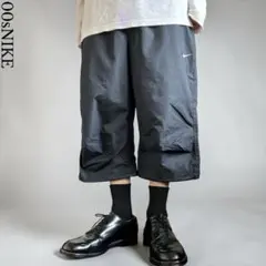 00s NIKE XLサイズ ワイドナイロンショーツ 裾絞りドローコード付き