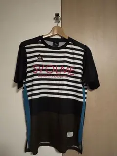 SVOLME スポーツシャツ ストライプ 黒/白/青