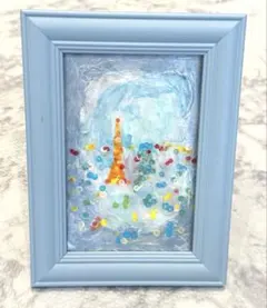 原画　ハガキサイズ　東京　夜景　抽象　印象