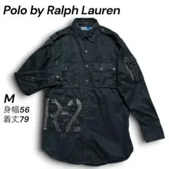 00s POLO ラルフローレン R2 ミリタリーシャツ メタルボタン ギミック