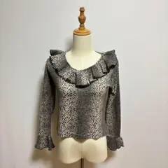 T.D. comfort casual 豹柄フリルカットソー　柔らかい（M相当）