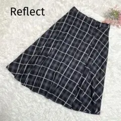 リフレクト フレアスカート チェック柄 ウエストゴム ミディ丈 シンプル