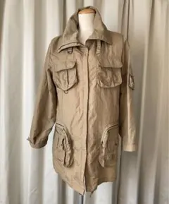 『美品』薄手ロングコート★ベージュ★ ナイロン100%★サイズ M★オシャレ★