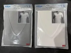 ユニクロ　エアリズム　ＶネックT 半袖　Ｌ　MEN