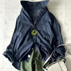 美品 フランク&アイリーン EILEEN スキッパーシャツ ネイビー 希少 S