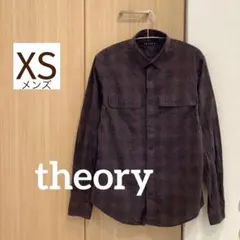 theory シャツ　茶色　チェック　長袖　薄手のサムネイル